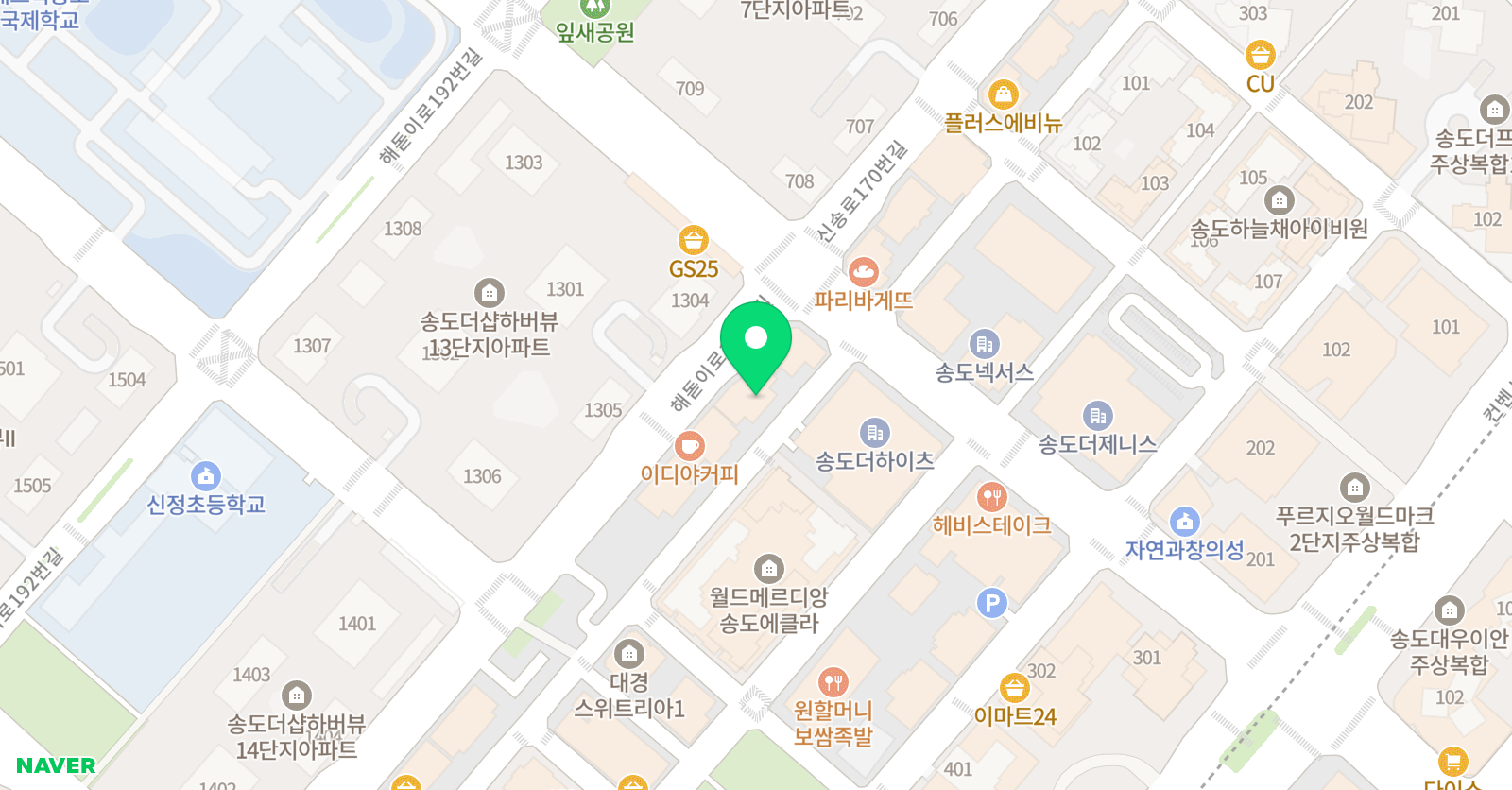 짱솔학원 인천송도점 위치