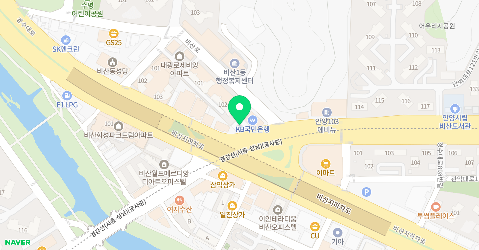 와와학습코칭 학원 비산센터 위치