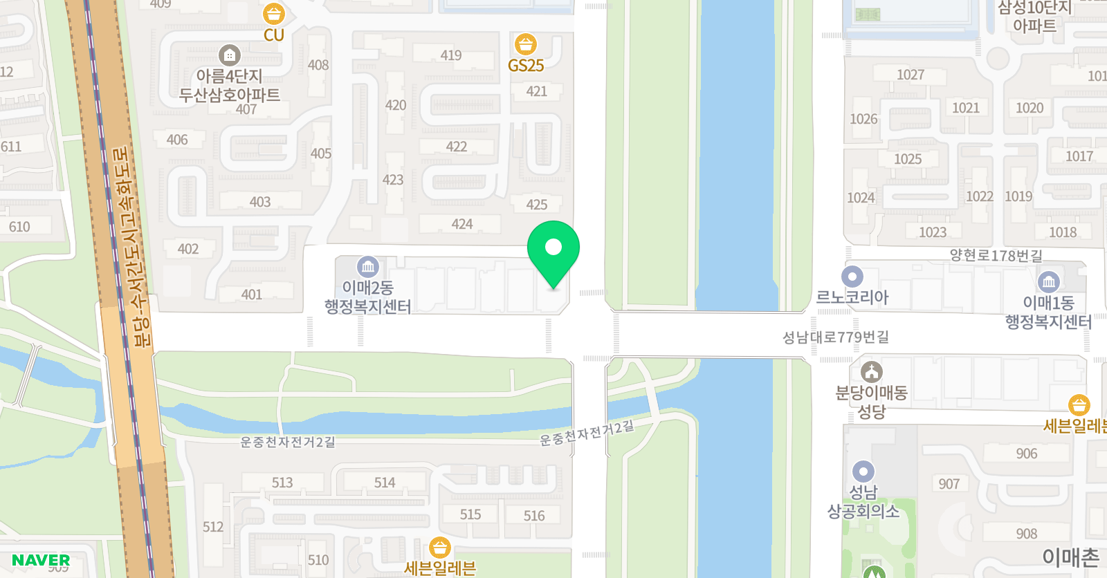 제이톤 실용음악학원 분당점 위치