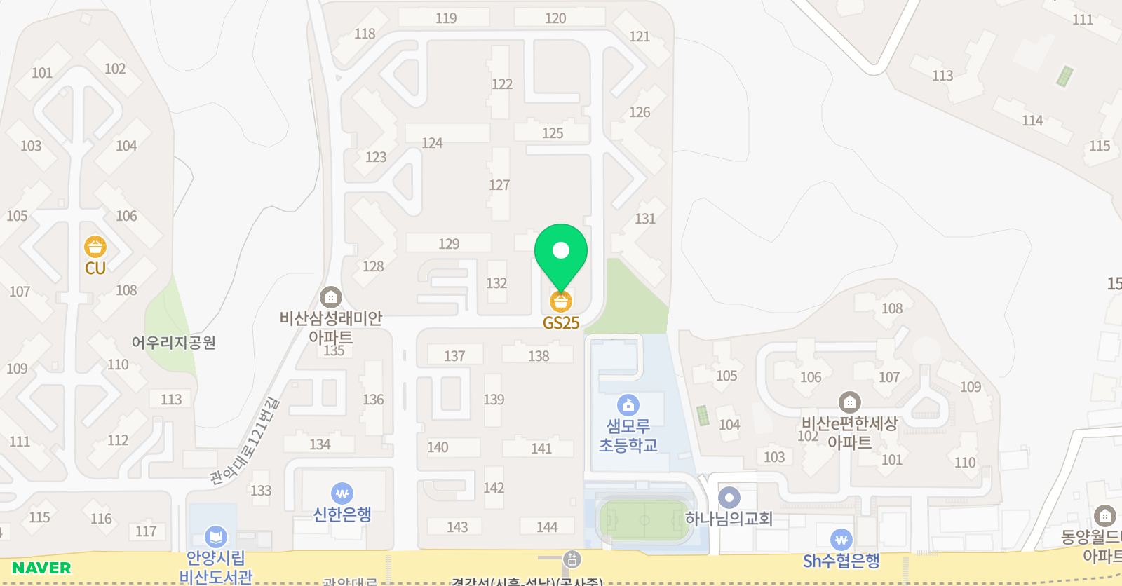 지앤비어학원 샘모루캠퍼스 위치