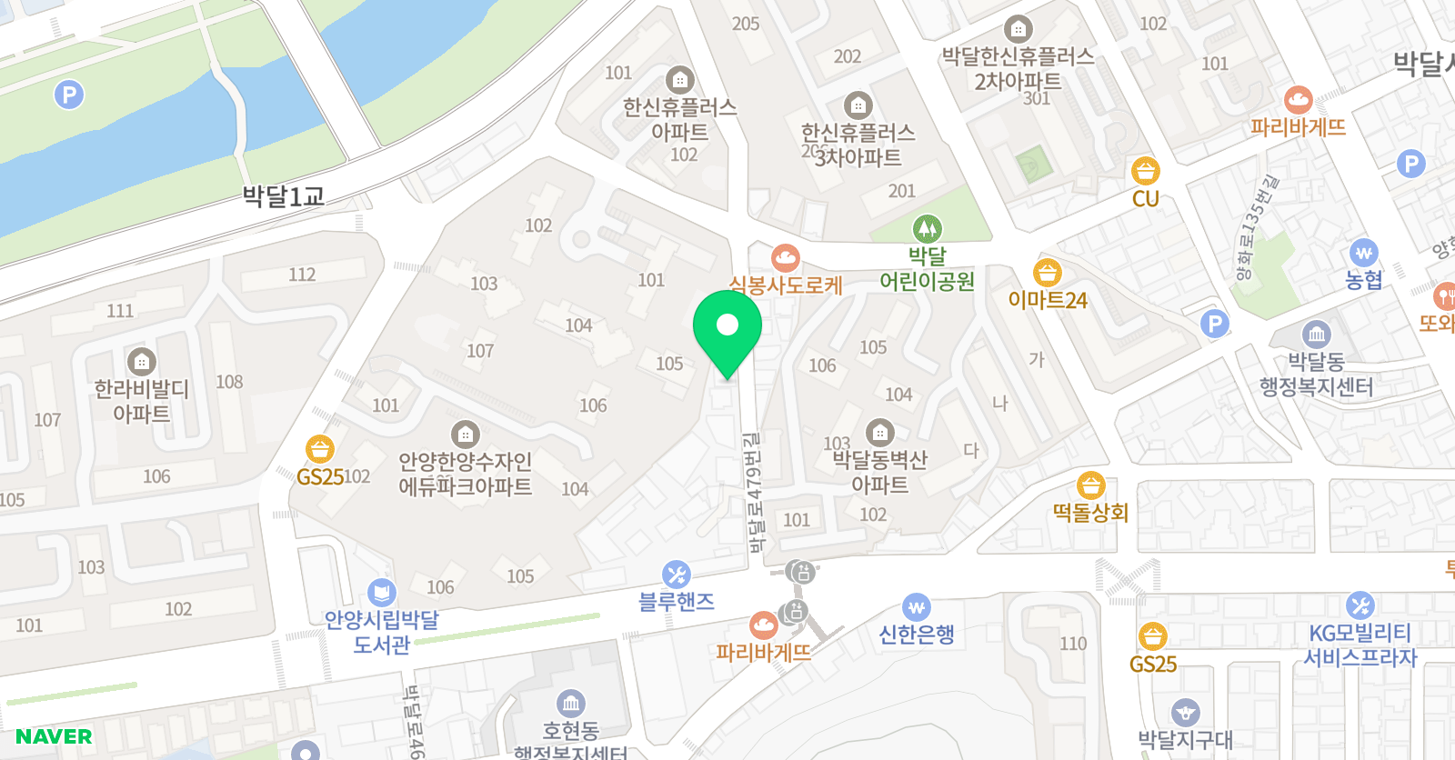 박달통 수학전문학원 위치