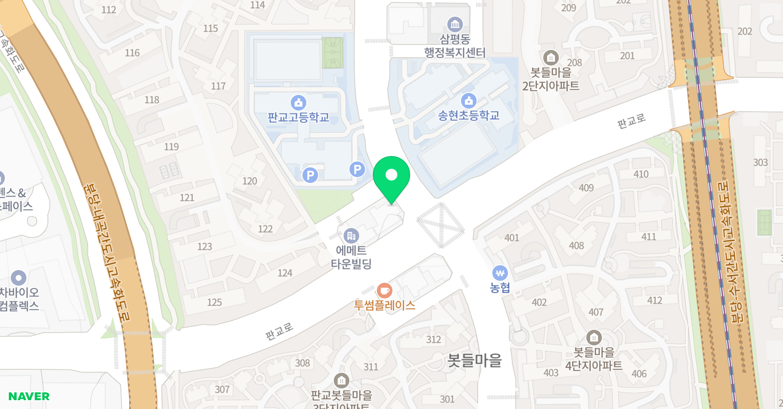 오르다 샘앤클래스 동판교점 위치
