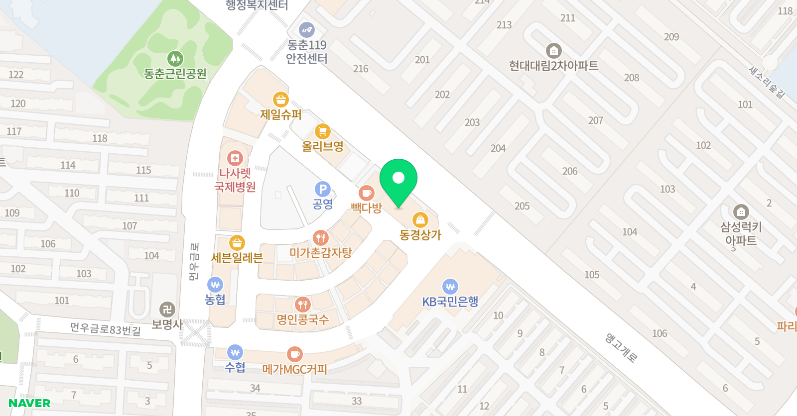 아카데미창 논술 동춘 학원가점 위치