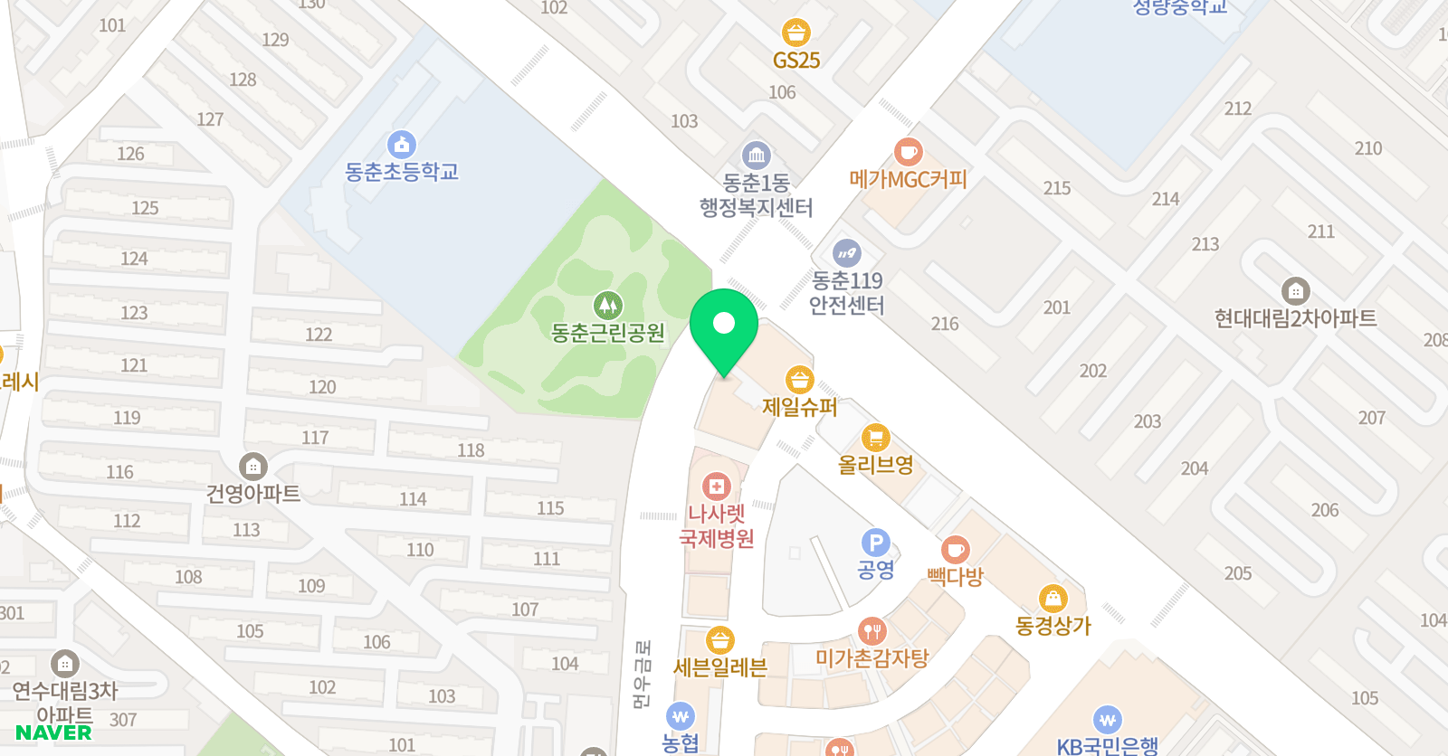 지앤비 영어전문학원 동춘캠퍼스 위치