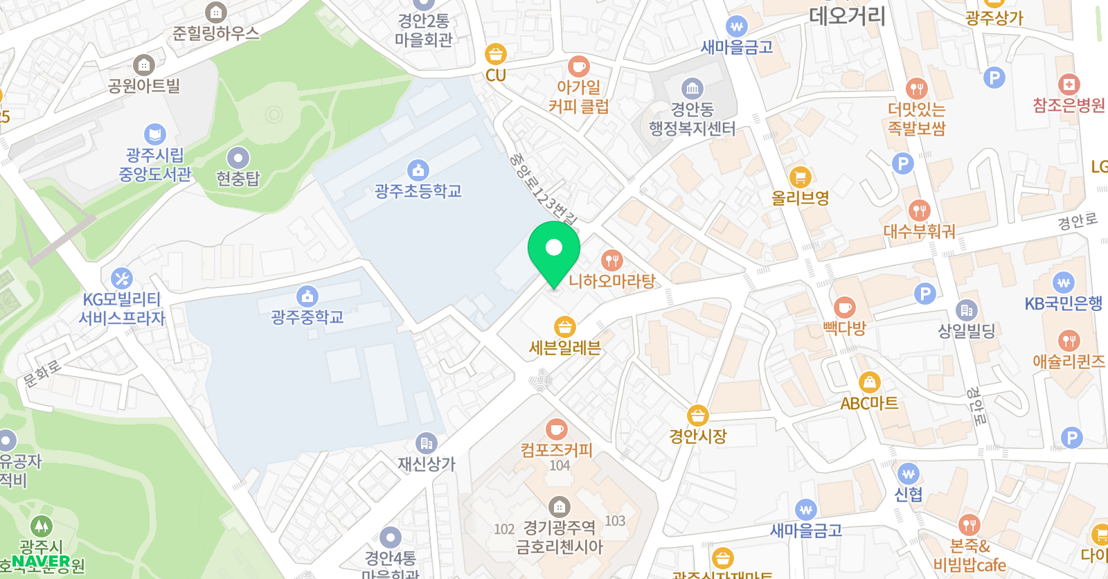 뮤엠 영어학원 K광주점 위치