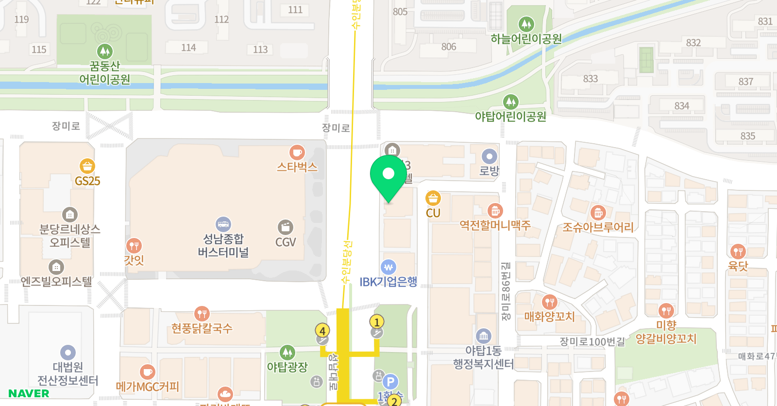 스핀애니 미술학원 분당캠퍼스 위치
