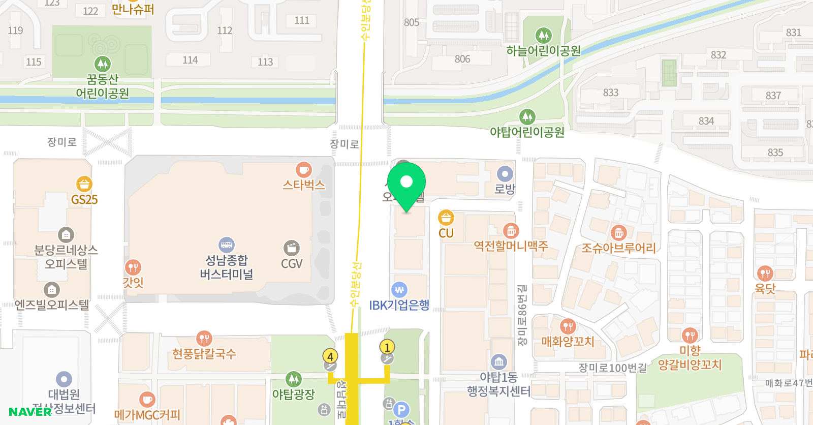 아임뉴댄스 분당야탑점 위치