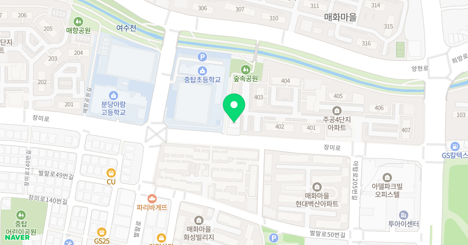 용인대엘리트 태권도 위치