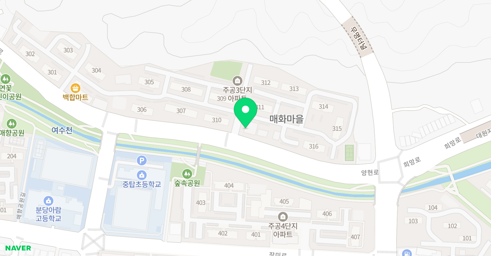 야탑 영앤정음악학원 위치