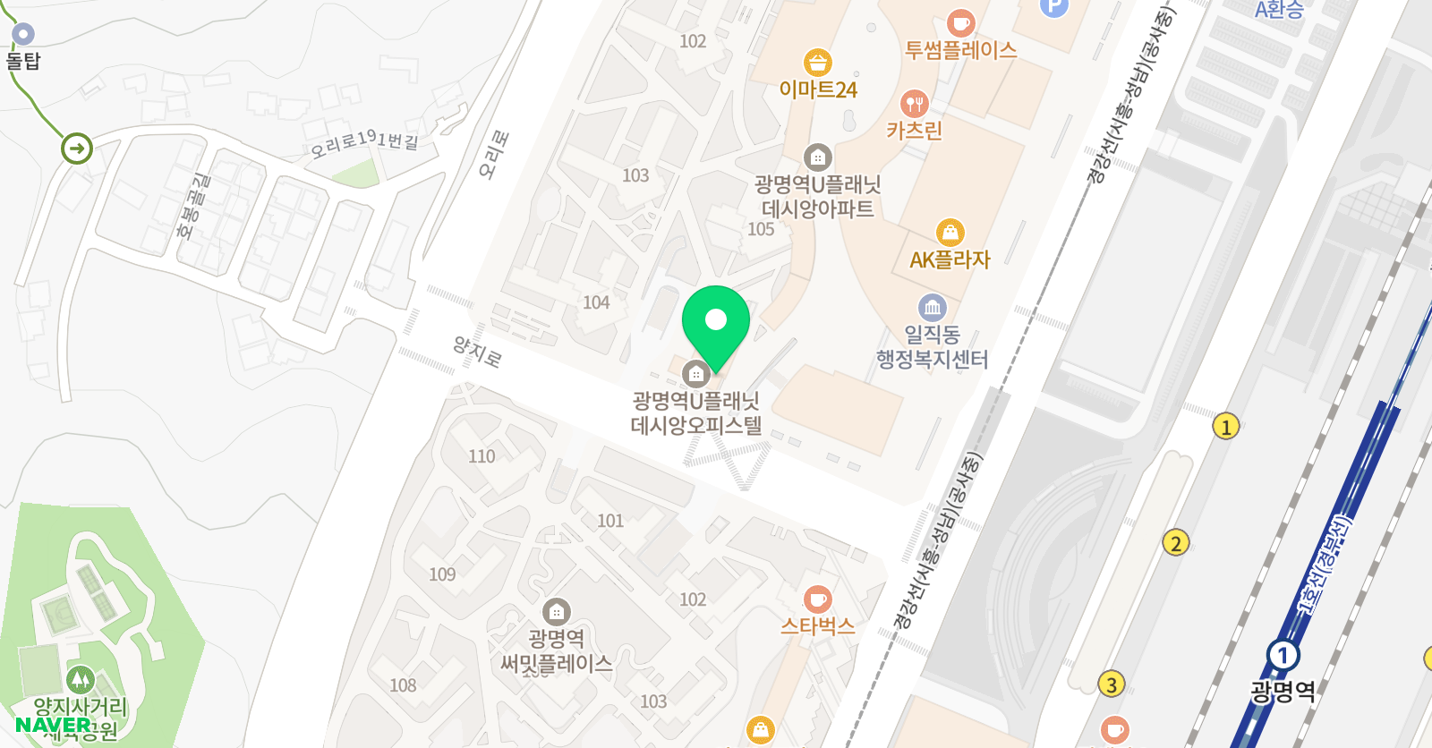 뮤엠영어 광명역태영캠퍼스 위치