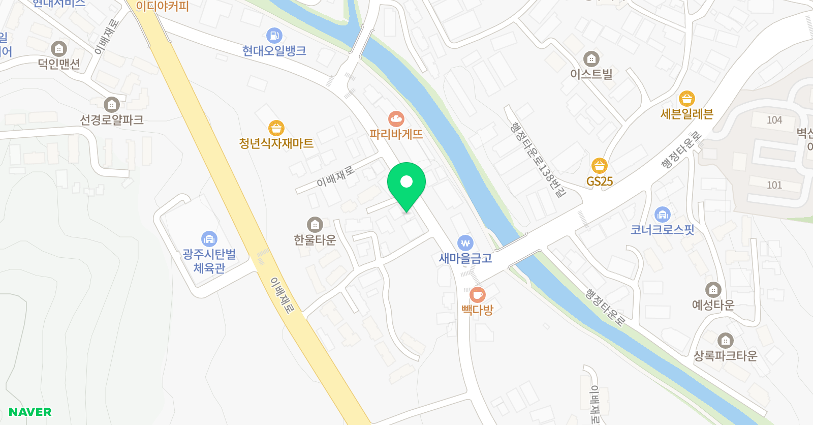 아소비큐미르 광주회덕학원 위치