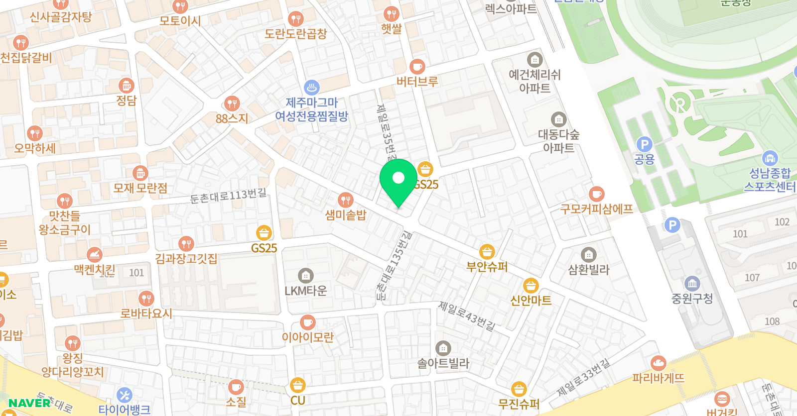 모란바른 학원 위치