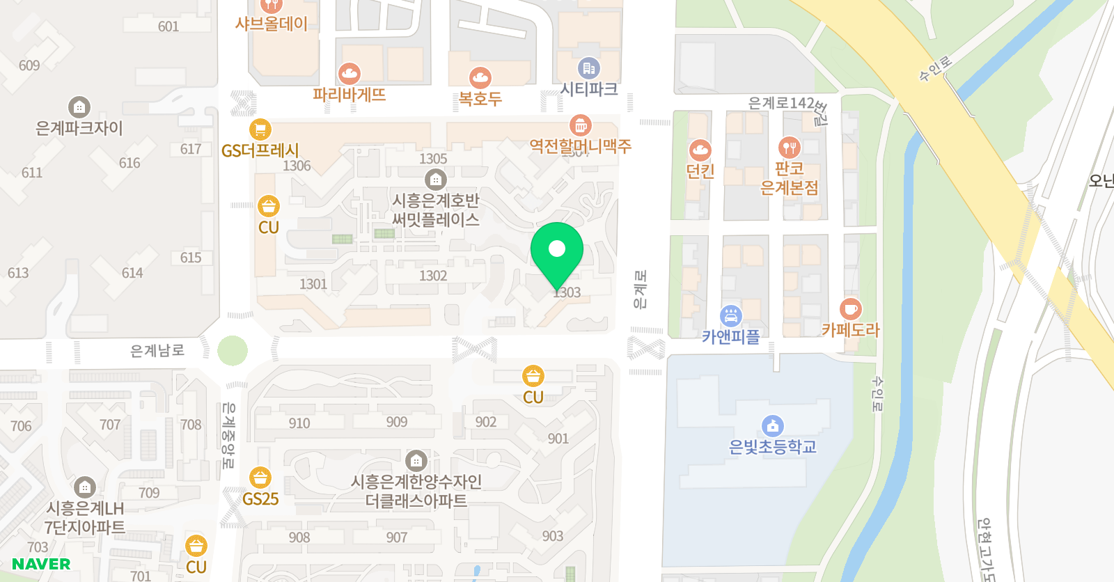 아소비 시흥 은계호반써밋점 위치