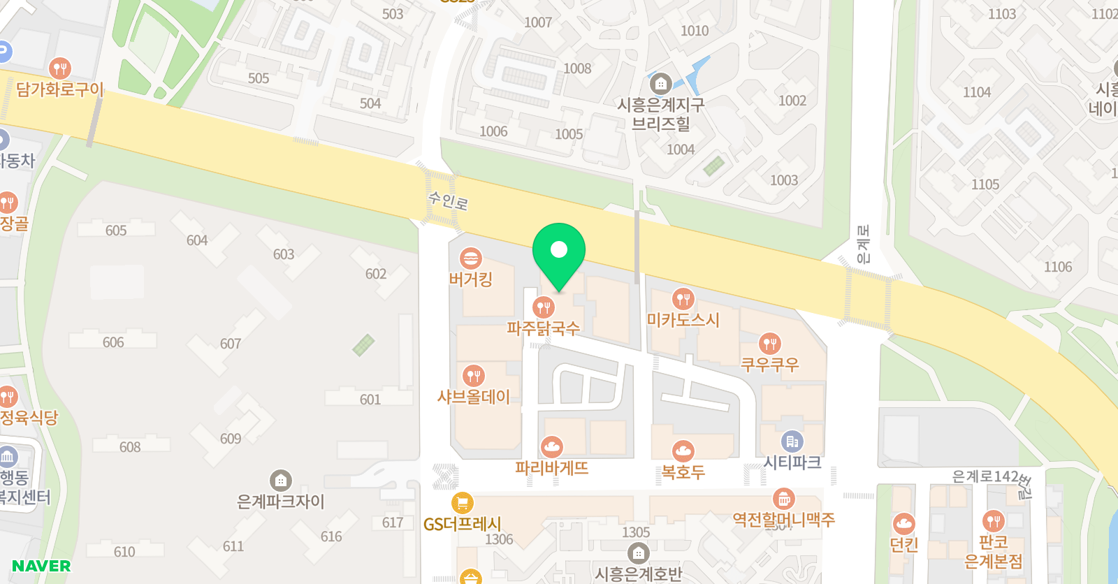 뮤엠온탑 영어 펀한 수학학원 은계점 위치