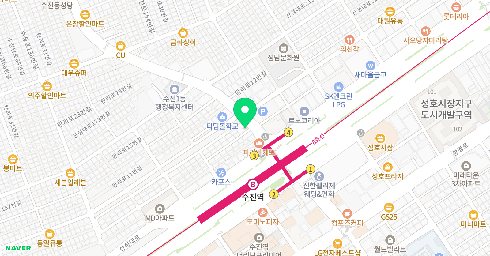 수진바른 학원 위치