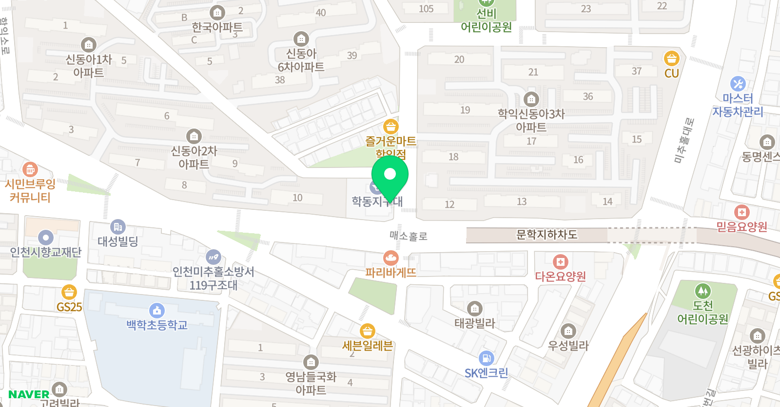 삼성영어셀레나 인주초 학원 위치