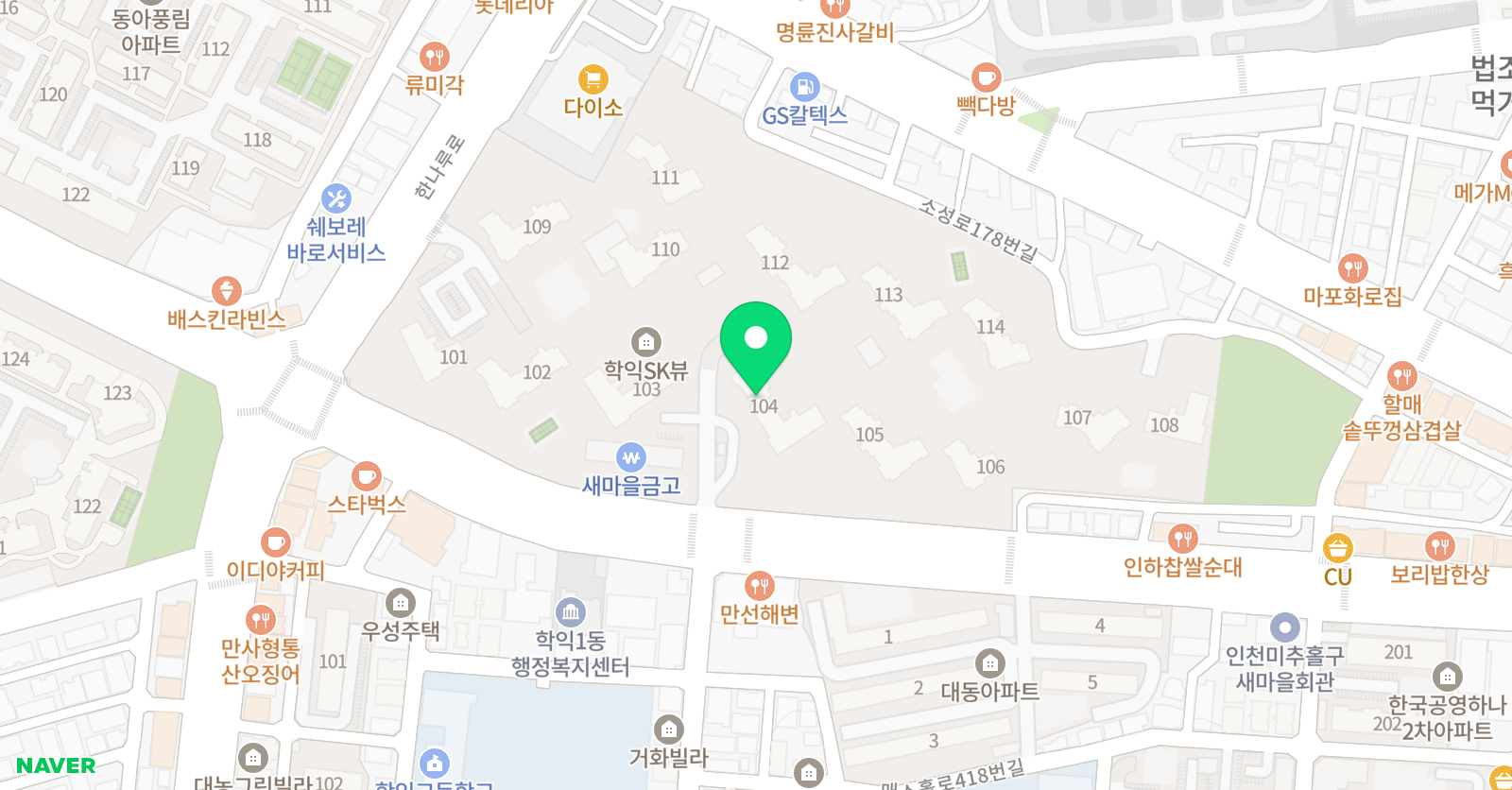 탑 공부방 학익SK뷰점 위치