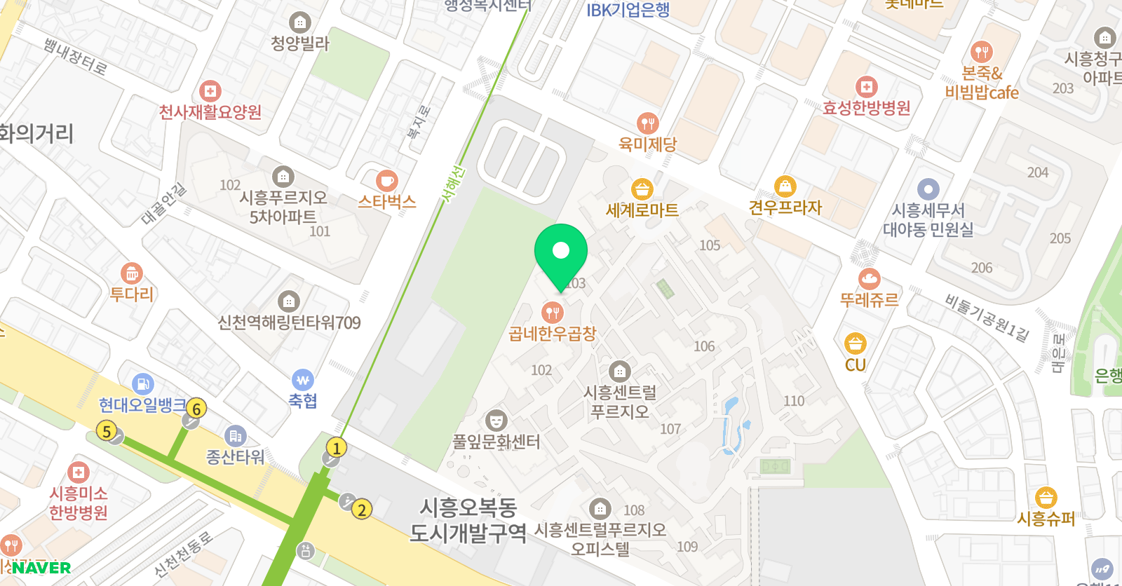 기탄 사고력교실 시흥센트럴푸르지오점 위치