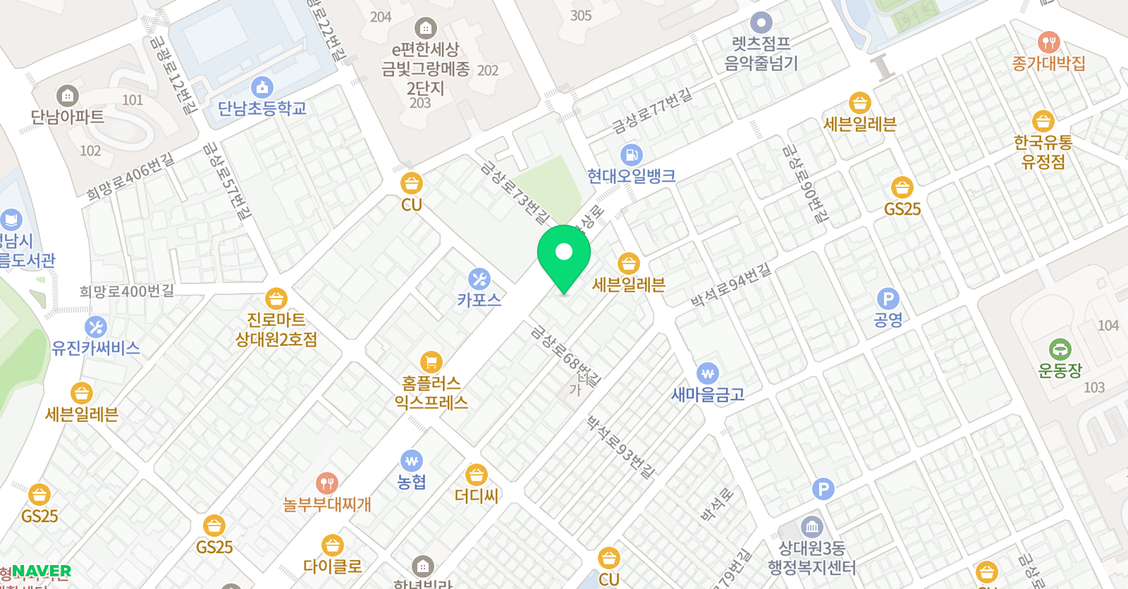 GNB 영어전문학원 금상캠퍼스 위치