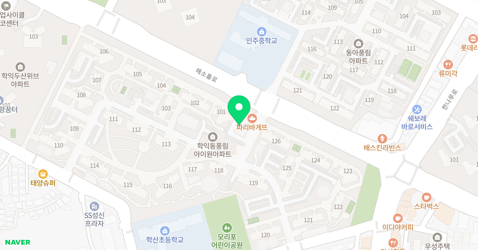 용인대아이원 태권도 위치