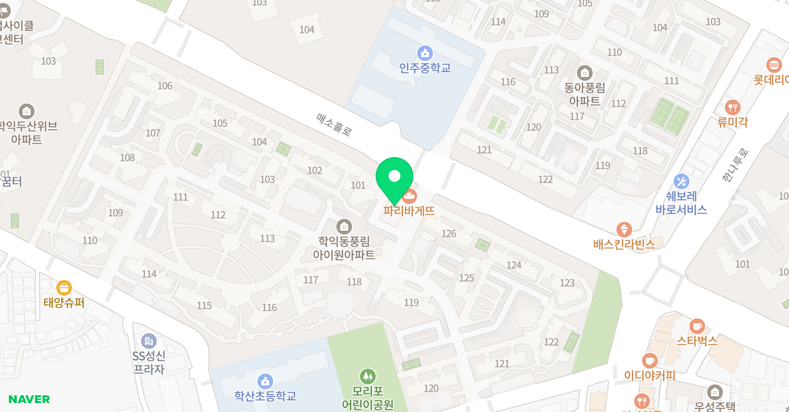 뮤엠 영어 학익풍림아이원점 위치