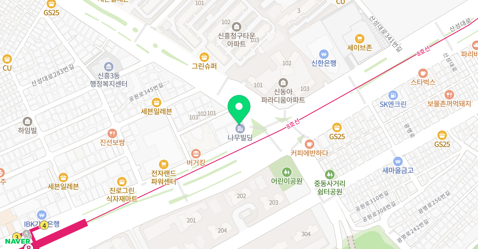 휴브레인 수학과학 학원 위치