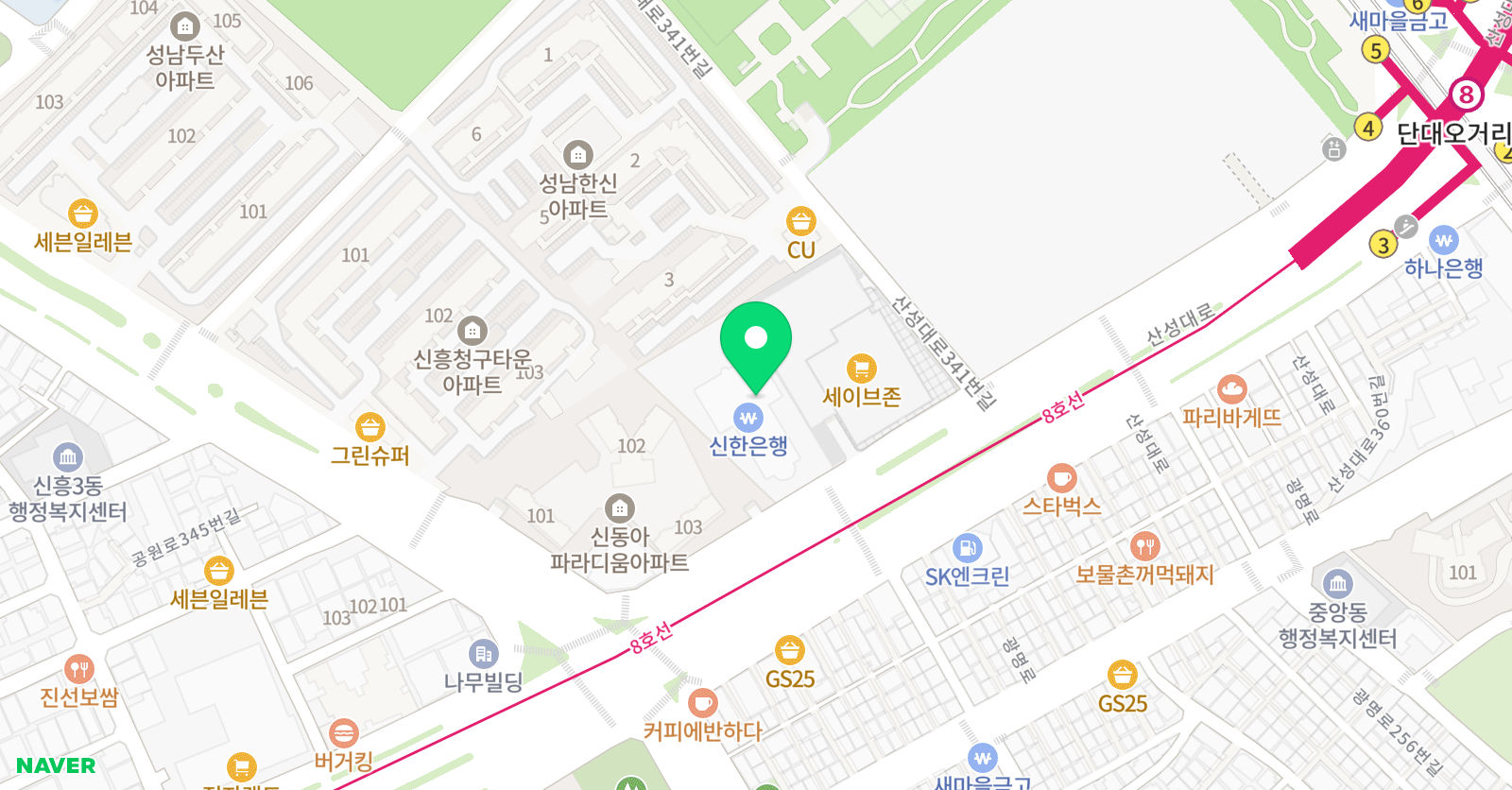 정상 어학원 성남분원 위치