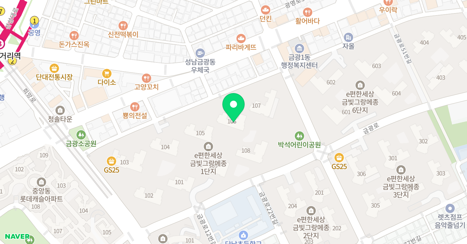 기탄사고력교실 성남금빛그랑메종2호점 위치