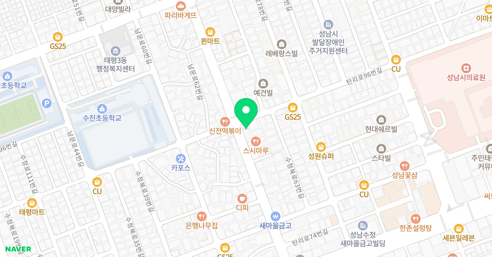 물샘열둘아카데미 학원 위치
