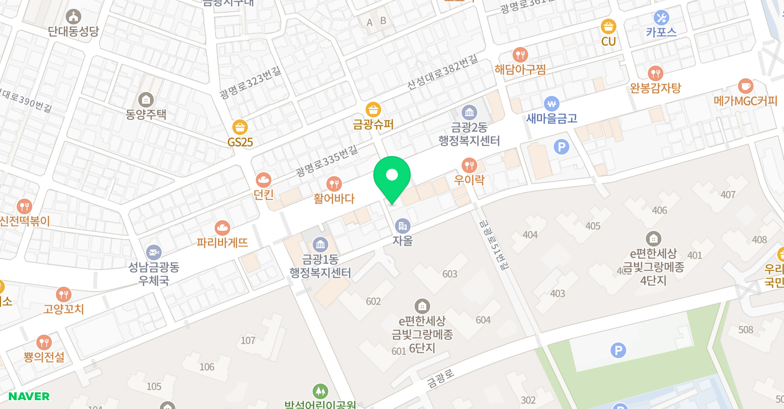 성남발레아카데미학원 위치