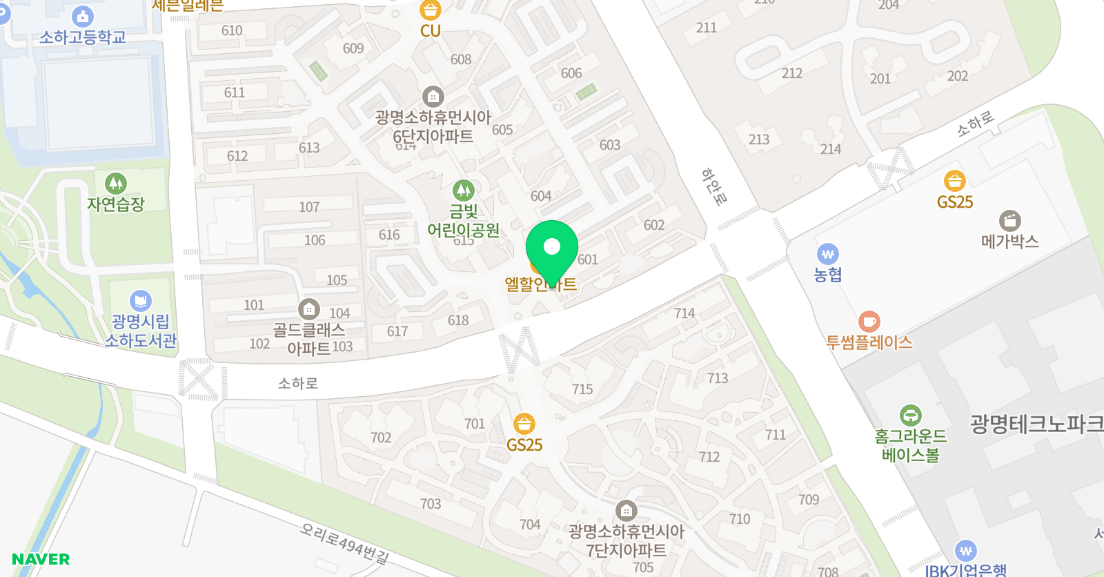 윤선생 우리집앞영어교실 광명소하휴먼시아점 위치