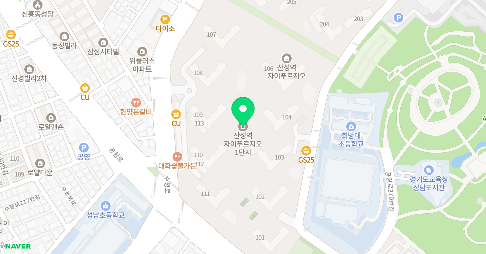 스마트해법 수학학습소 산성자이 위치