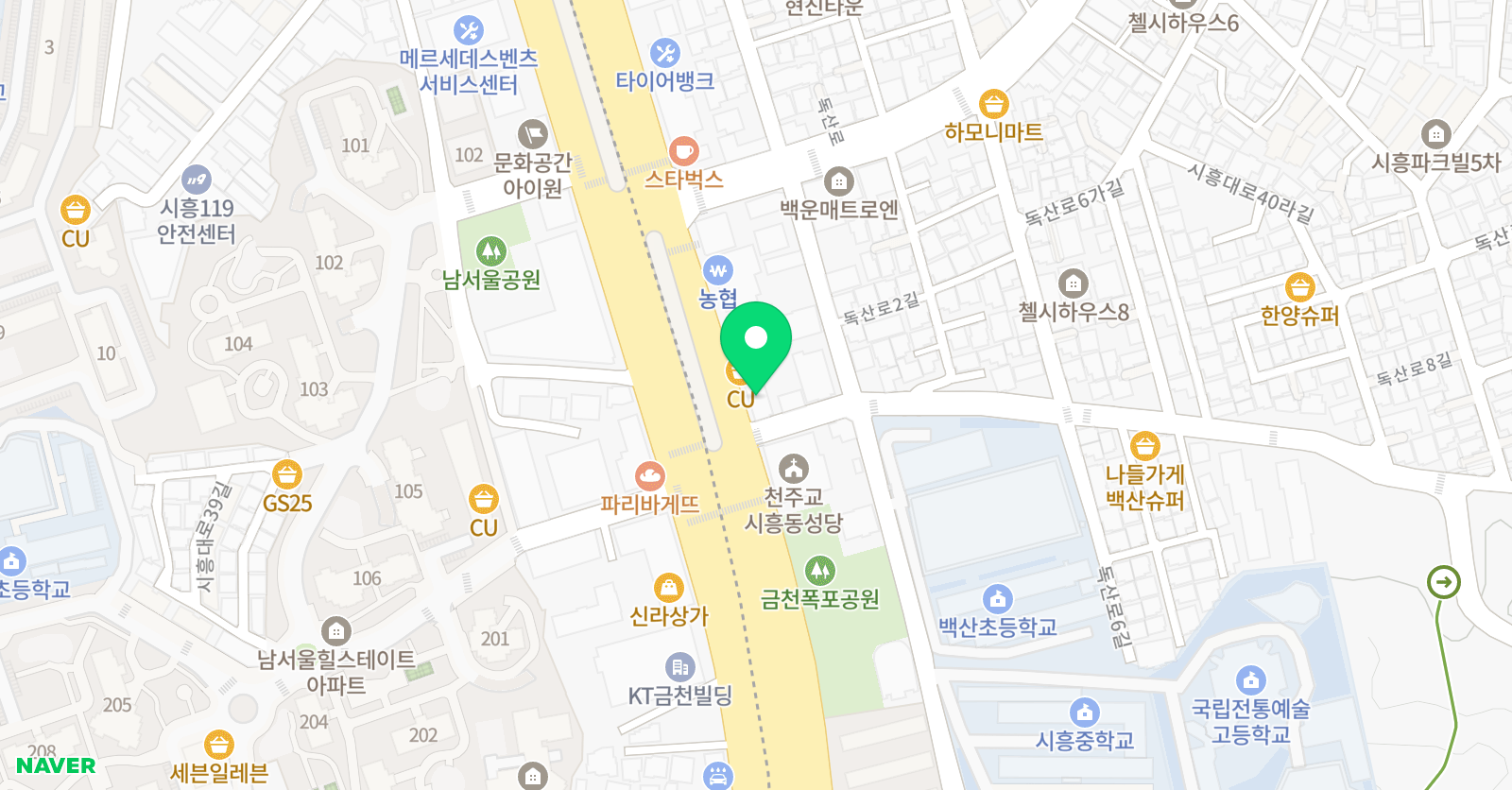 빨간펜 수학의달인 금천시흥점 위치