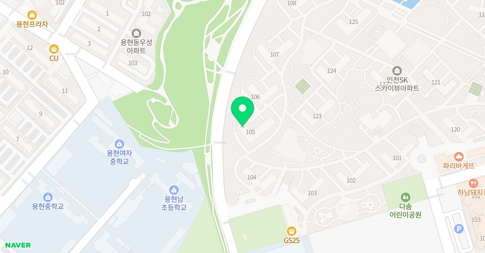 기탄 사고력교실 용현sk105동교실 위치