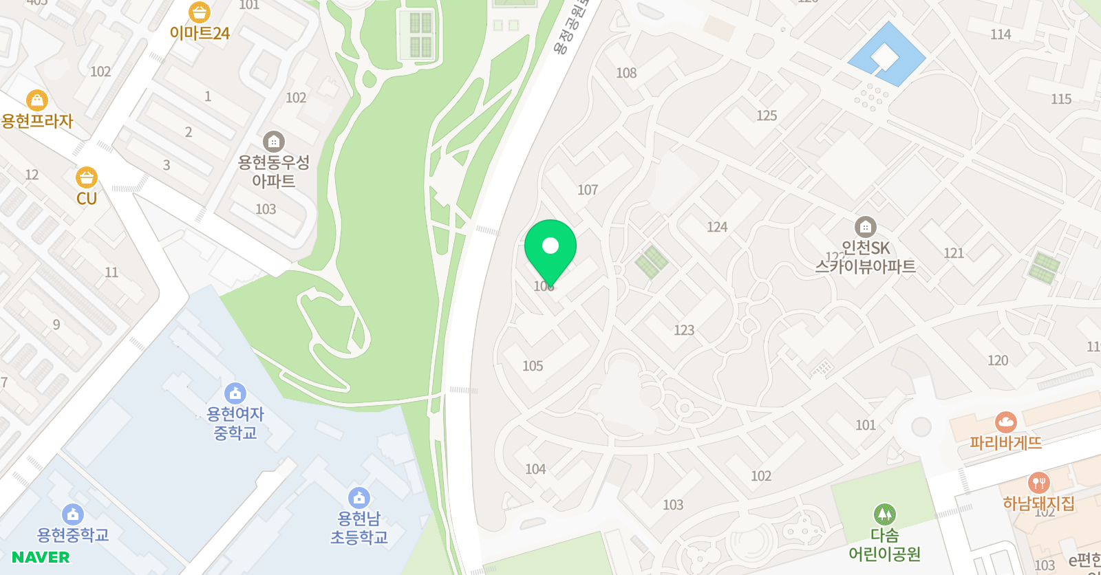 아소비 인천 용현SK106 점 위치