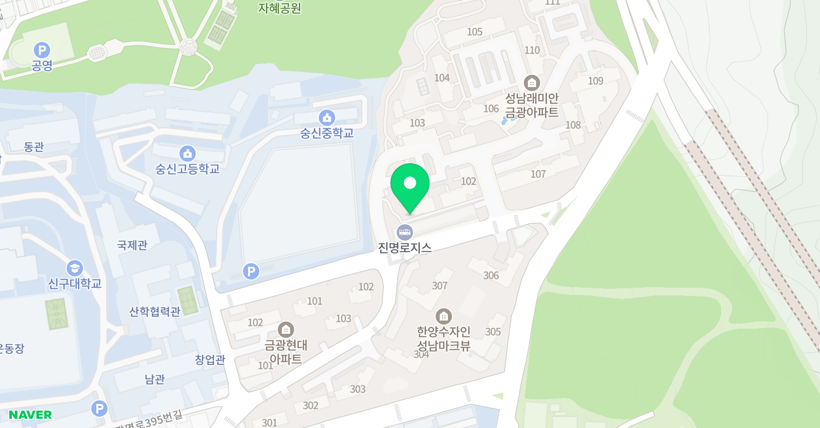 큐브레인 금광래미안 큐브센터 위치