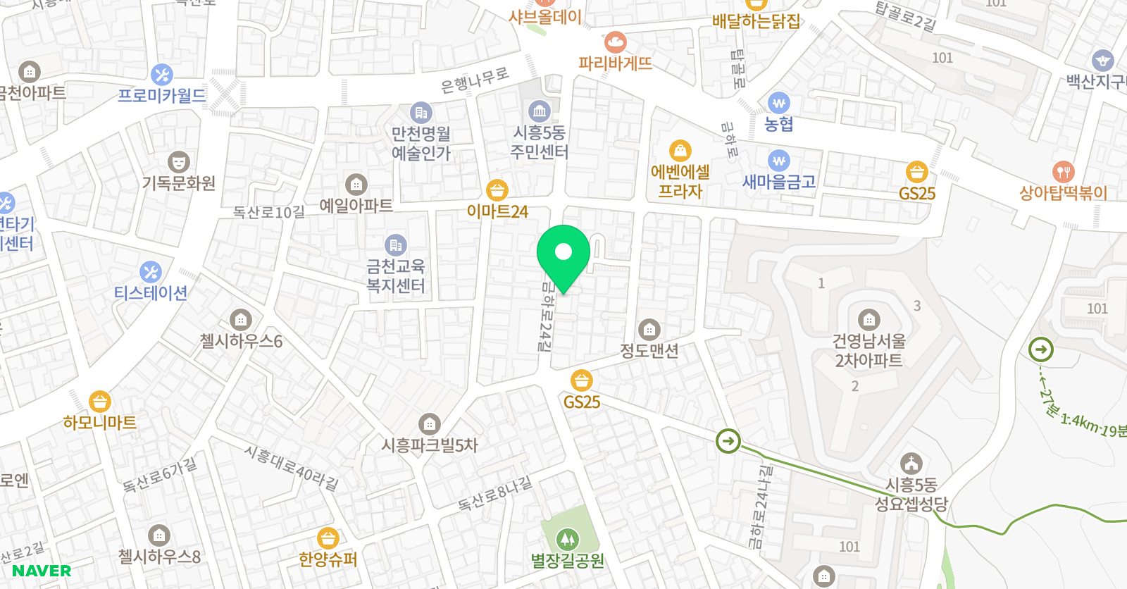 뮤엠 영어 시흥5동학원 위치