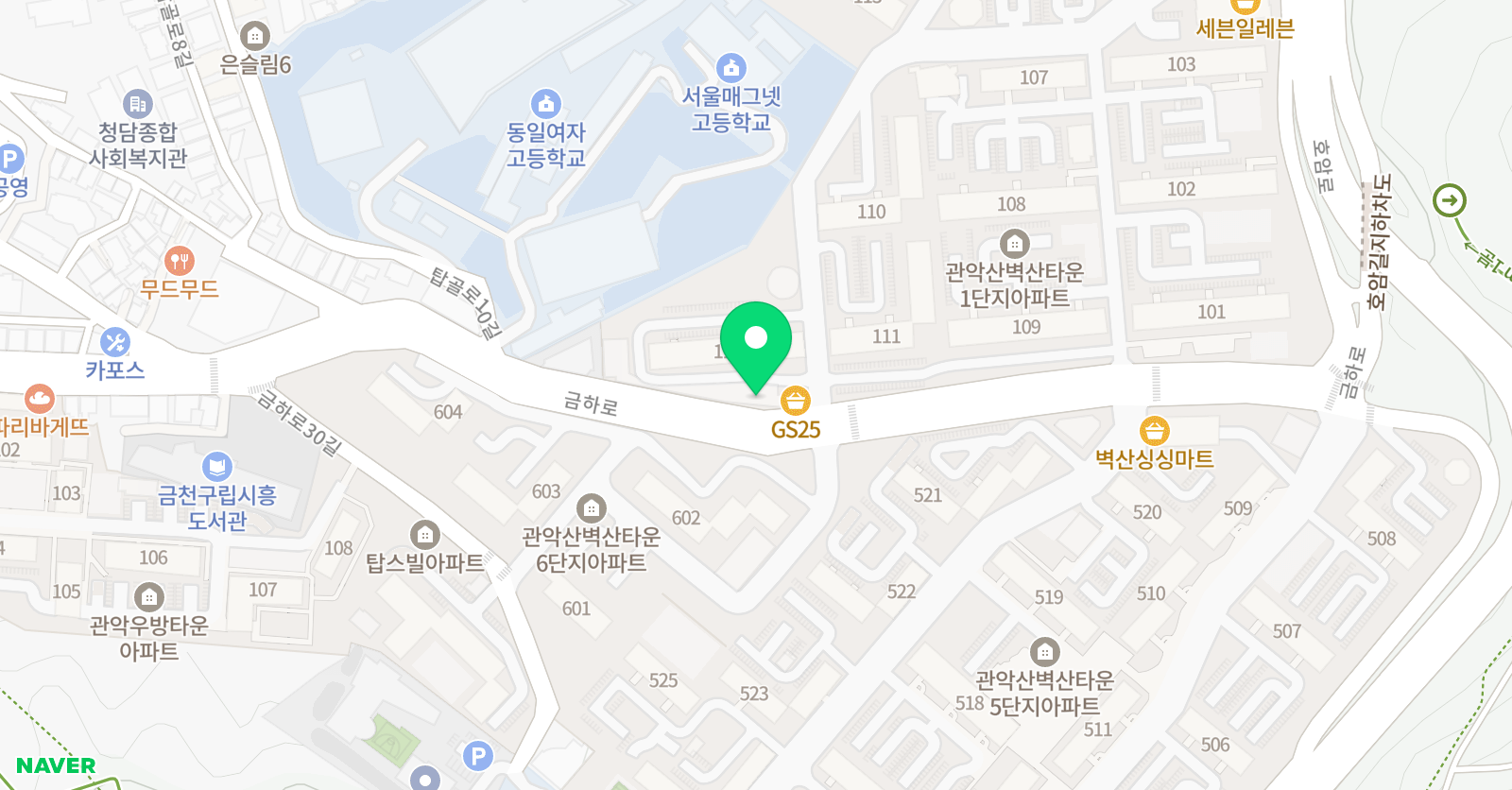 YBM잉글루 금천시흥 제1학습관 위치