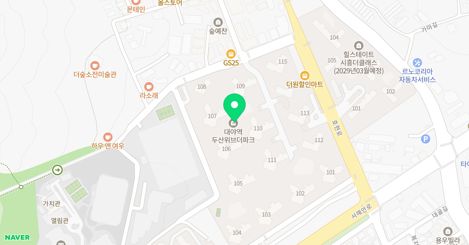 한솔플라톤러닝센터 공부방 대야두산위브 위치