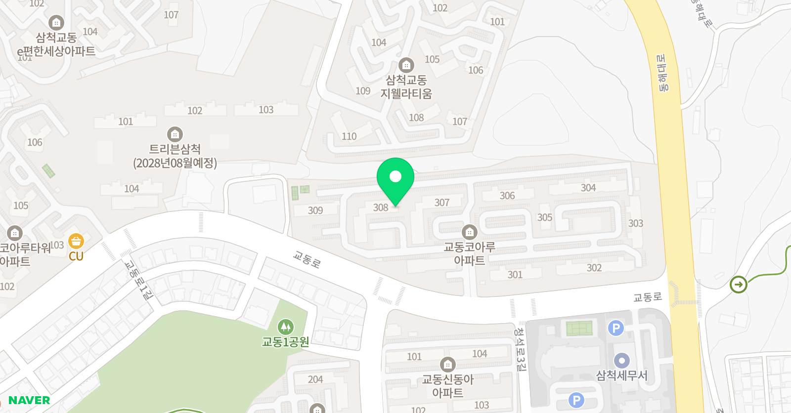 빨간펜수학의달인 삼척교동점 위치