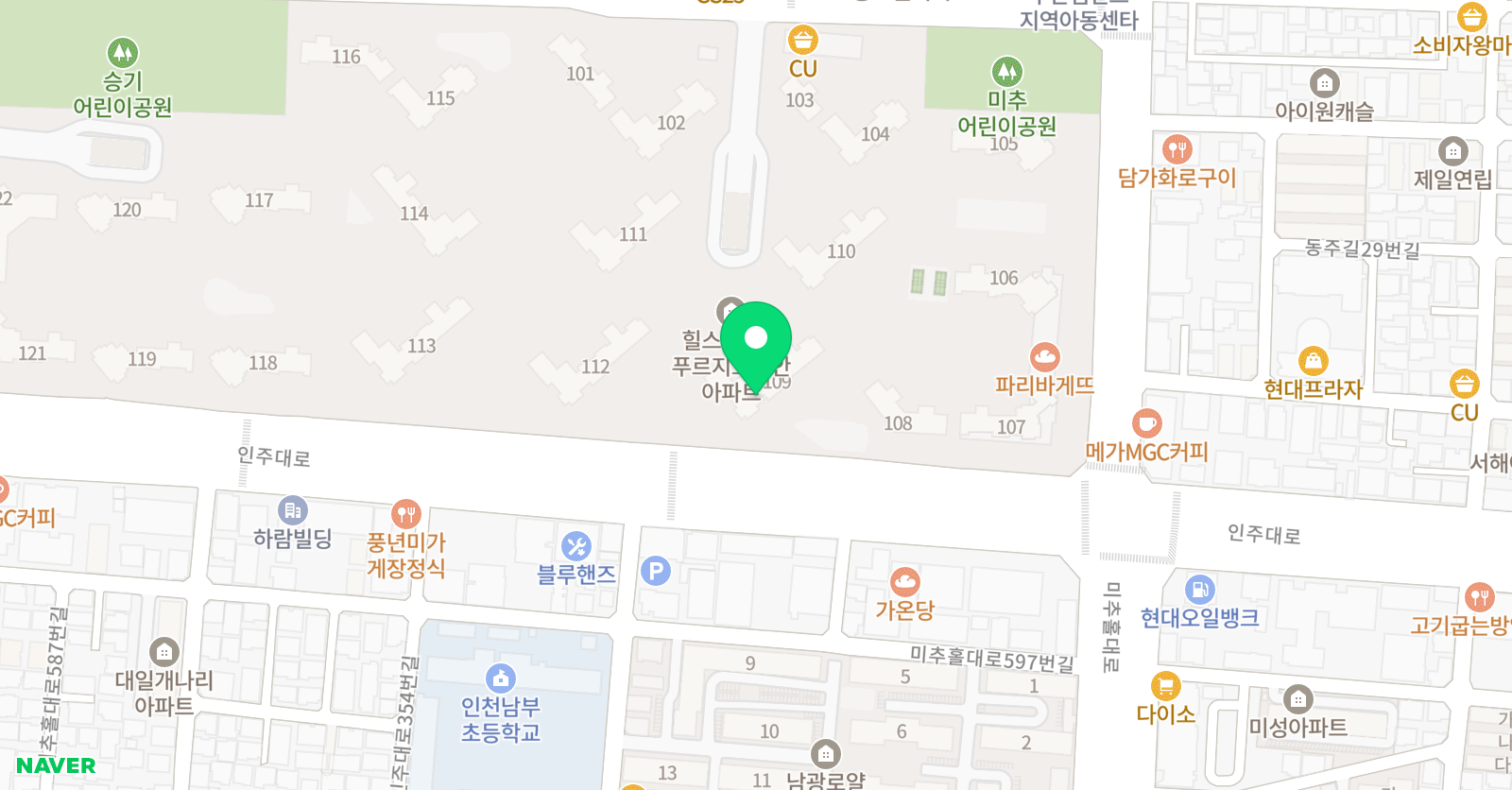 기탄 사고력교실 힐스테이트푸르지오주안점 위치