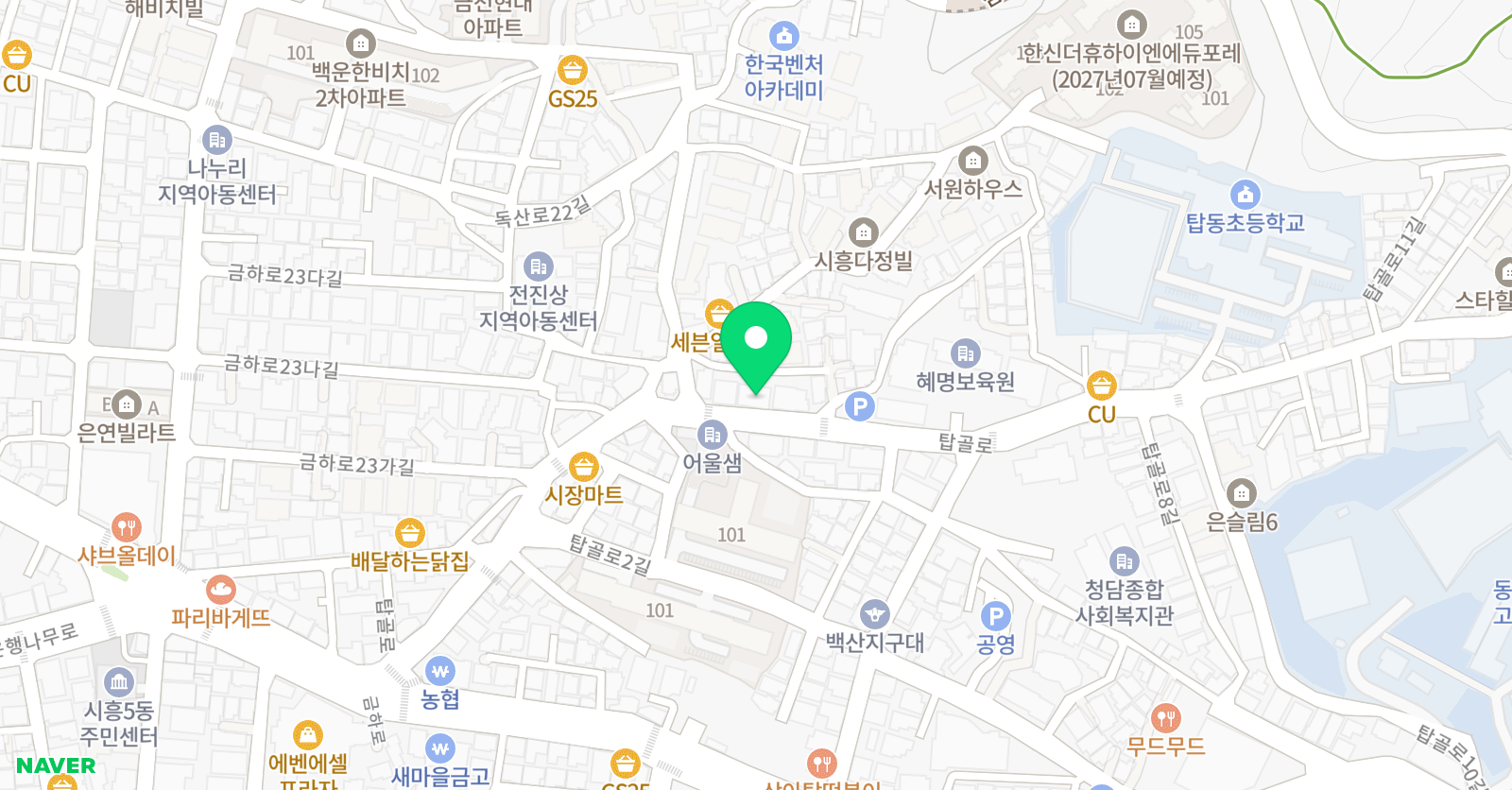 뮤엠 영어 시흥탑동캠퍼스 위치