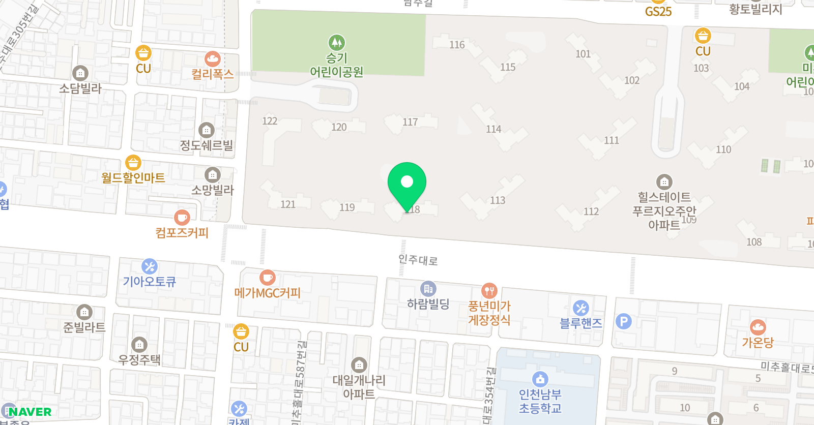 아소비 인천주안힐스118점 위치