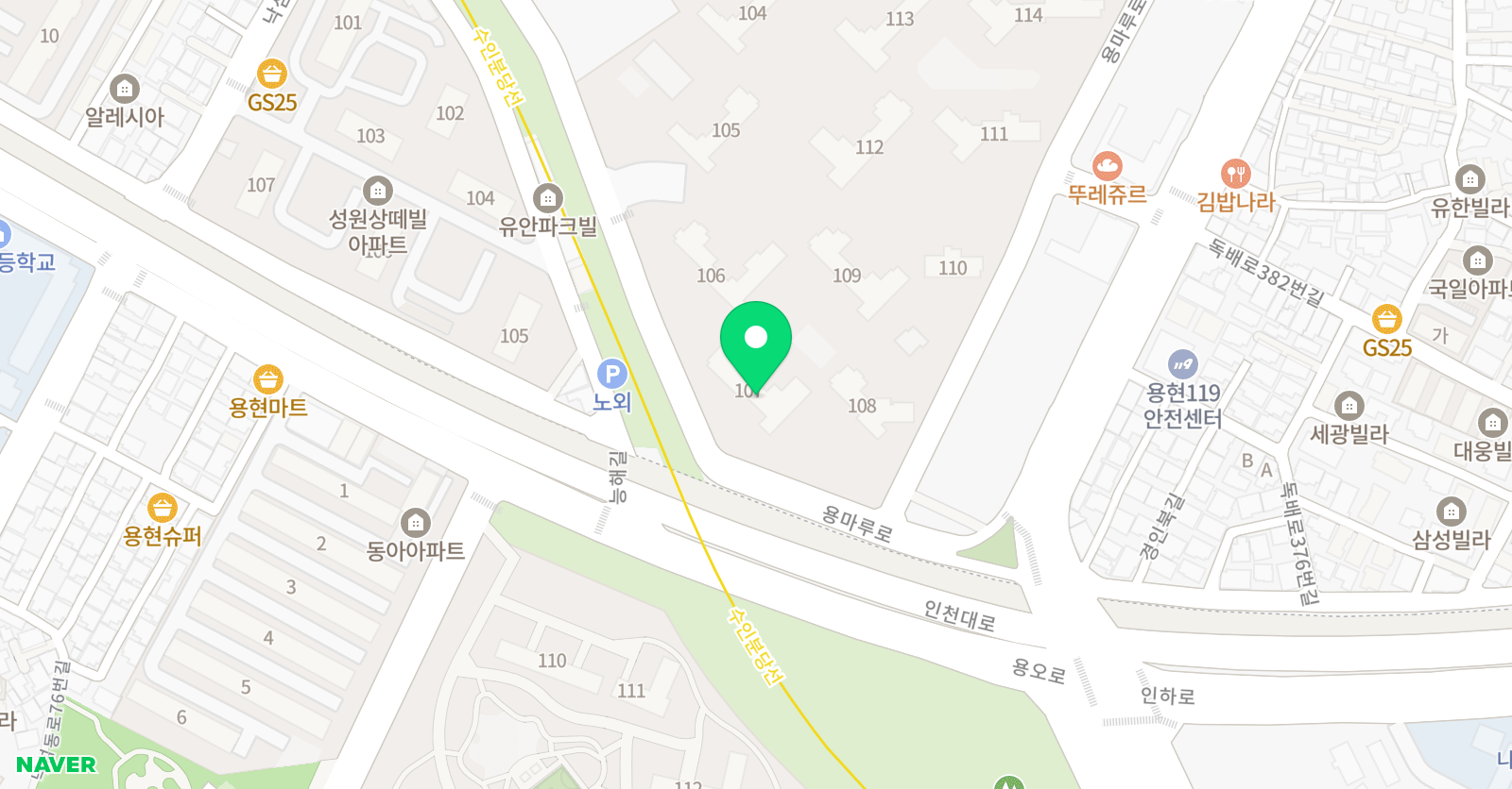 기탄사고력교실 용현자이107동점 위치
