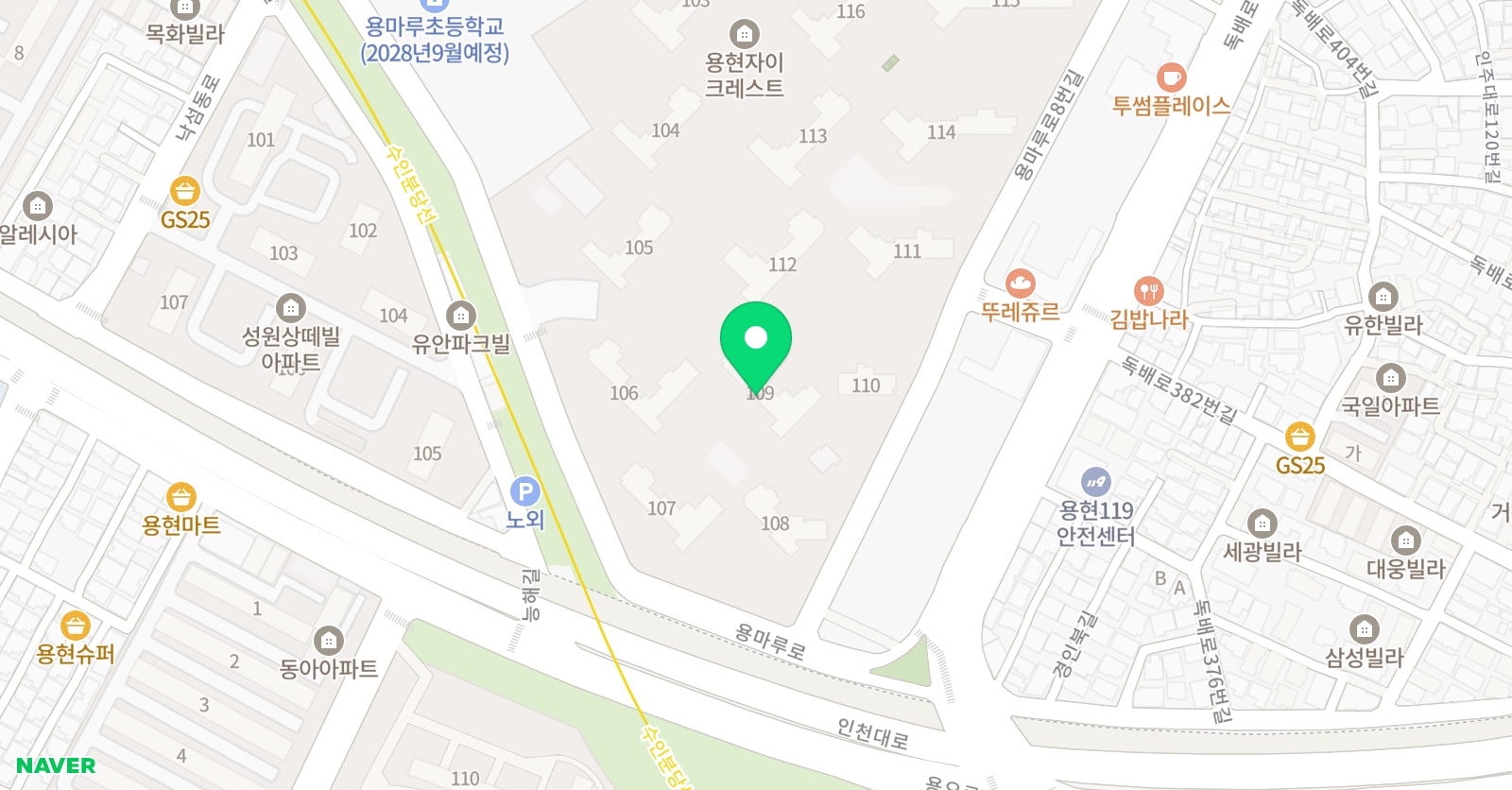 아소비 인천용현자이109점 위치