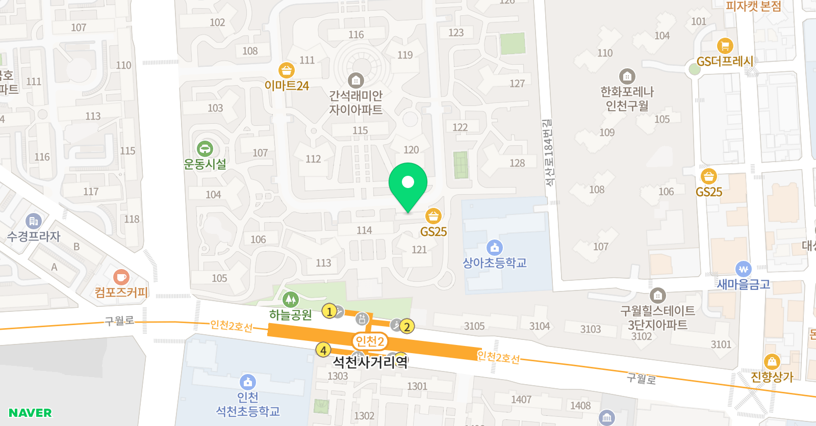 뮤엠 영어 간석래미안자이점 위치