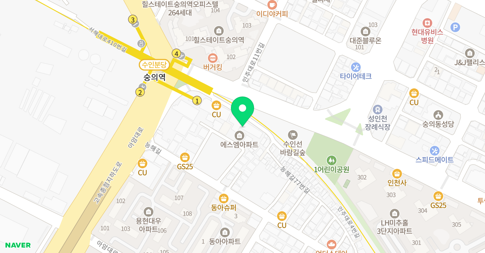 한국체대 인하북 태권도장 위치