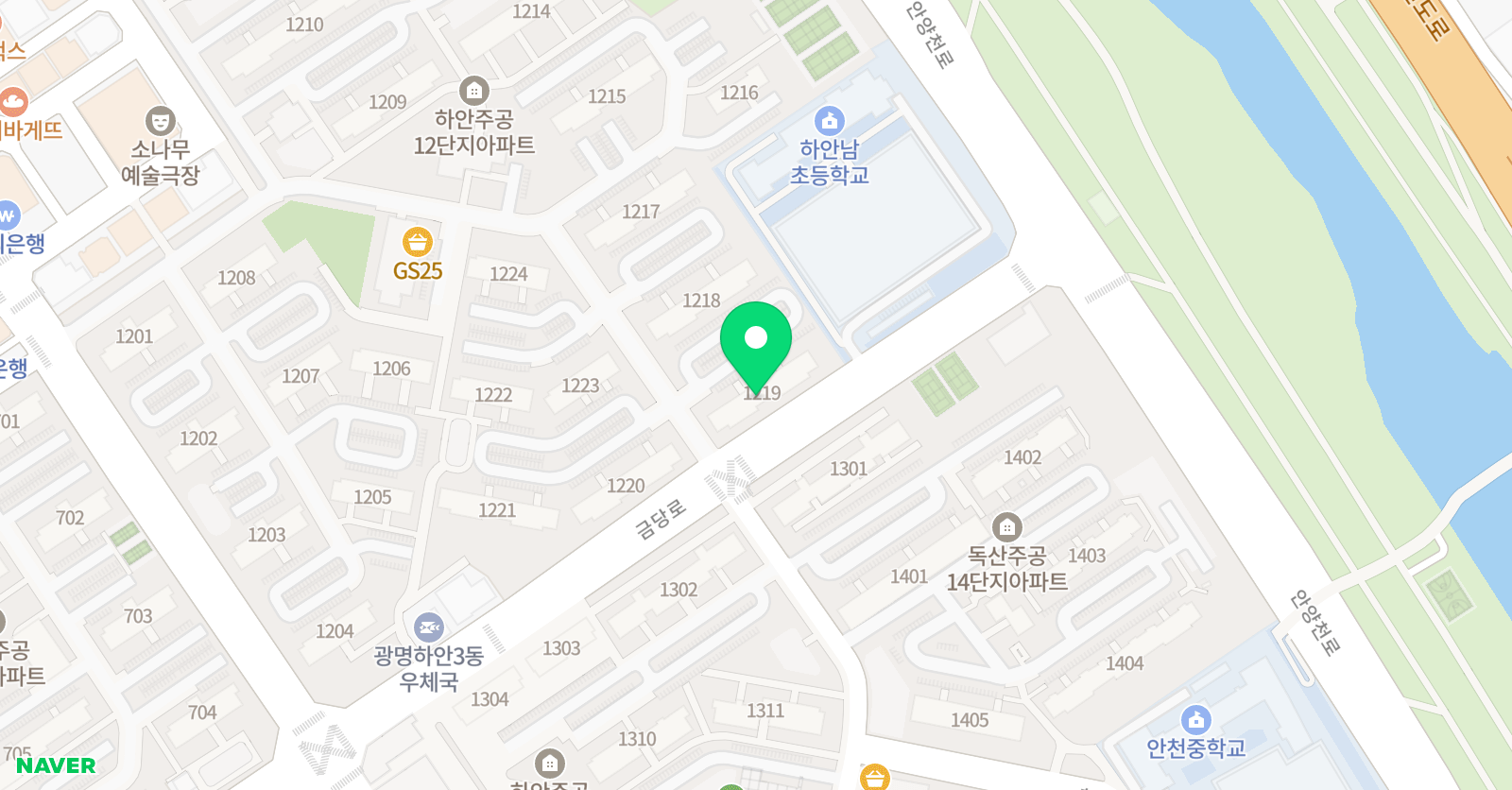 YBM리더스 광명하안가림1센터 위치