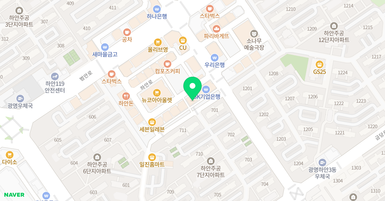 하안올백 학원 위치
