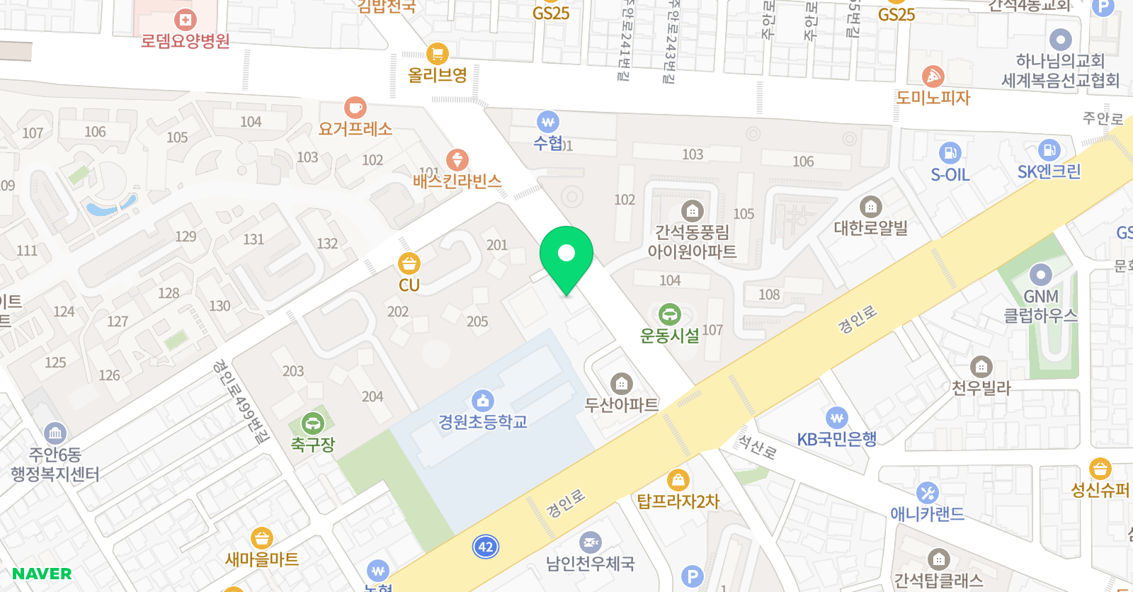 꿀잼 실용음악학원 인천주안점 위치